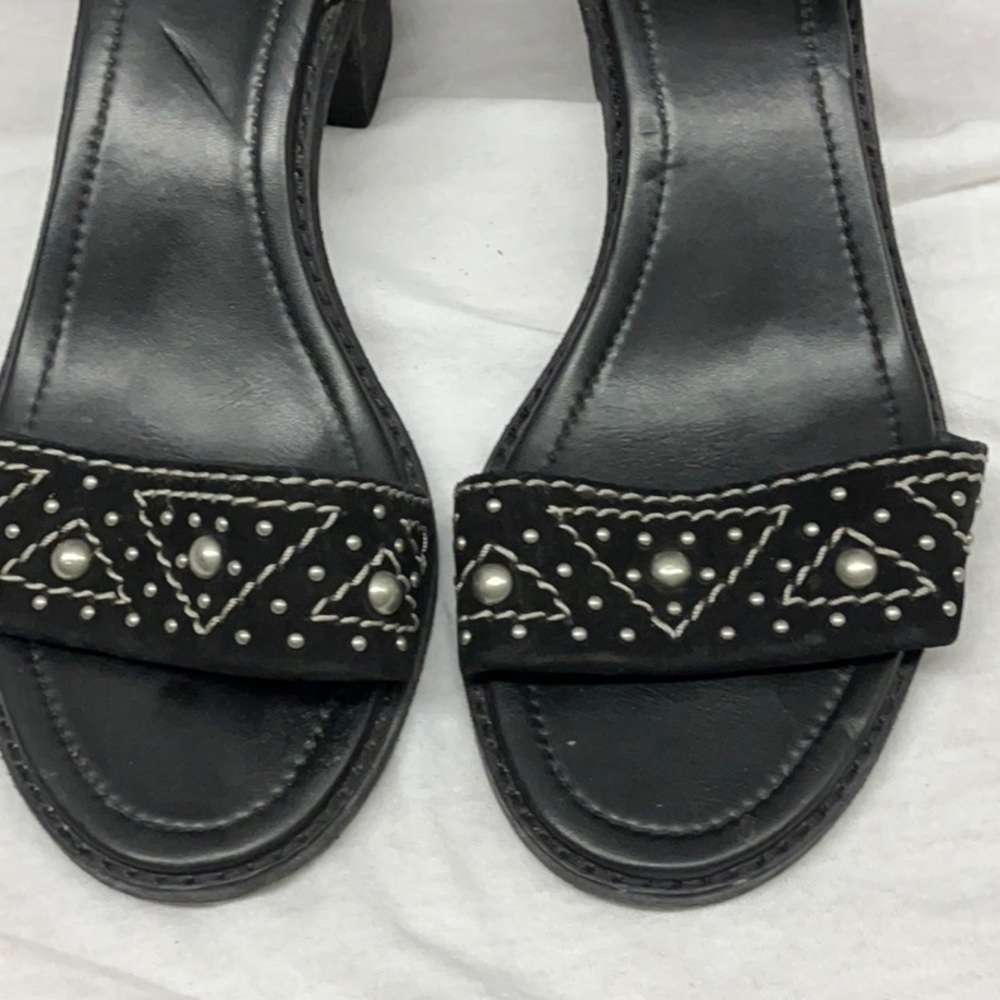 Frye Black Heeled Sandals with Crystal Embellishments - Picture 4 of 10